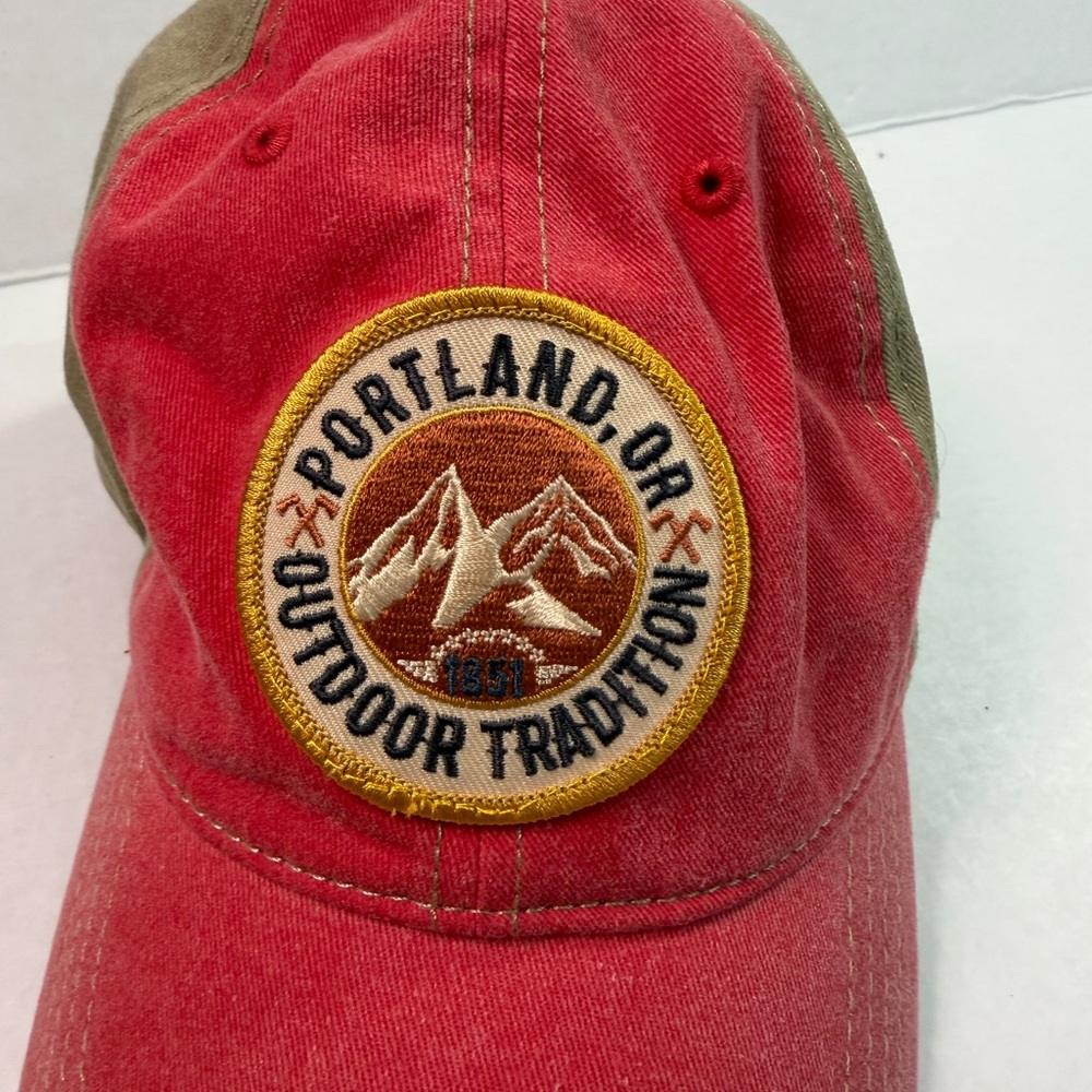 Portland, OR Outdoor Tradition Dad Hat, Faded Red / Khaki - Picture 2 of 5
